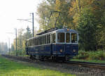 Aare Seeland mobil ASm
BRe 4/4 116 1907 (1978) auf Sonderfahrt zwischen Langenthal und Solothurn am 21. Oktober 2018.
Bei Bannwil.
Foto: Walter Ruetsch