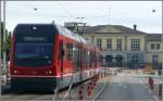 ASm 4/12 112 an der provisorischen Endhaltestelle am Bahnhof Solothurn.