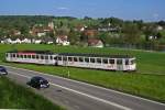 ASm: Pendelzug mit Vollwerbung  Hörlisi  bestehend aus dem Bt 153 und dem Be 4/4 103 ex BTI/SZB am Kleben ob Aarwangen unterwegs am 6.