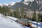 Nachschuss auf den Be 4/4 21 der am 28.1.24 zwischen Winteregg und Grütschalp unterwegs ist.