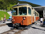 BLM - Ausfahrender Triebwagen Be 4/4 21 bei der Endhaltestelle Grütschalp am 14.08.2016