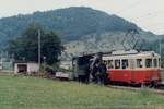 LETZTE DAMPFFAHRTEN MIT DEM WALDENBURGERLI  Waldenburgerbahn BLT/WB  Erinnerung an eine Zugskreuzung zwischen einem Schienentransportzug mit der WB G 3/3 5  G THOMMEN  und einem Reisezug mit dem