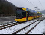 BLT / WB - Be 6/8 102 unterwegs nach Liestal bei der einfahrt in die Haltestelle Bad Bubendorf am 13.02.2024