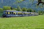GSW 422 führt den Zug von Grindelwald und Lauterbrunnen an, am 25.5.17 kurz vor Interlaken.