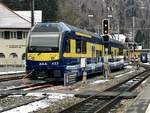 Gelenksteuerwagen 433 der BOB am 3.2.18 beim Bahnhof Zweilütschinen abgestellt.