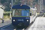 Der ABt 415 mit dem schiebenden ABeh 4/4 312  Interlaken  am 28.1.24 bei der Einfahrt in den Bahnhof Zweilütschinen.