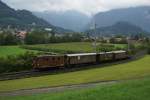 Am 24. und 25. August 2013 fanden bei der Berner Oberland-Bahn die letzen historischen Fahrten mit den Lokomotiven HGe 3/3 24 und 29 statt. Ich konnte den Zug mit der Lok Nr. 29 an der Spitze bei Wilderswil ablichten.