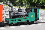 Lok H 2/3 Nr. 5 der Brienzer Rothorn Bahn aus dem Jahre 1891 wartet in der Talstation in Brienz. Die Aufnahme stammt vom 27.07.2018. 