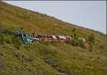 <U>Bahnbildergipfeltreffen in Brienz.</U>  

Hier ist wohl alles schief... Lok 15 im Gemüse zwischen Chüemad und Oberstafel. September 2013. 