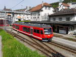 CJ - Triebwagen ABe 2/6 634 im Bahnhof von Tramelan am 12.05.2018