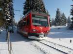 CJ - Triebwagen ABe 2/6 632 unterwegs bei Pre Petitjean am 12.02.2012