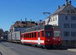 CJ-Güterverkehr: Der Be 4/4 616 ex FW schleppt einen beladenen Kehrichtzug in die neue Umladestation bei La Chaux de Fonds.