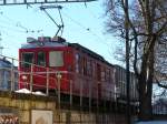 Gterzug mit ABef 4/4 642 und 1 Gterwagen im Bahnhofsareal von La Chaux de Fonds am 02.02.2007