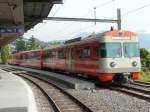 FLP - Im FLP Bahnhof von Lugano ist der Triebwagen Be 4/8 21 als Resreve abgestellt am 13.05.2009