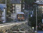 Einfahrt Gornergrat Bahn 3084 am 14. Oktober 2019 in Zermatt. 
