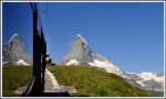 Bergfahrt oberhalb der Riffelalp Richtung Gornergrat mit Sicht aufs  Horu , wie die Walliser das Matterhorn 4478m nennen. (05.08.2013)