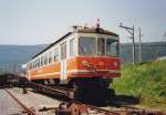 BTI / asm Seeland - Triebwagen Be 4/4 501 auf SBB Transportwagen in der BTI Güteranlage in Biel am 25.08.1991 .. Archiv Teutschmann