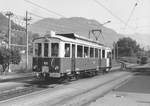 Chemins de fer électriques Veveysans CEV/MVR.
Beim letzten noch vorhandenen Original-Triebwagen der ehemaligen CEV handelt es sich um den ABDe 4/4 105 mit Baujahr 1913.
Seit Jahren schlummert er gut verpackt auf der weit abgelegenen MOB-Haltestelle Jor auf 1084 m ü.M. vor sich hin. 
Noch im Mai 1979 wartete der BDe 4/4 105 als Regionalzug in Blonay auf die Abfahrt nach Vevey.
Foto: Walter Ruetsch