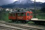 Erinnerung an die alten Chemins de Fer Veveysans (CEV): Der Dreiachser Nr.11 auf der einstigen Strecke Richtung Châtel-St.Denis in St.Légier, 13.April 1969.