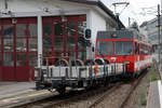 CJ/AB/FW: Dienstzug Tramelan-Le Pré-Petitjean mit dem Be 4/4 616, ehemals FW, bei der Abfahrt in Tramelan am 12. Juni 2017.
Foto: Walter Ruetsch