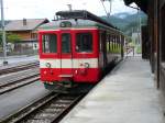 Triebwagen der Meringen-Innertkirchen-Bahn steht am 7.8.2007 in der Endstation Innertkirchen