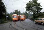 Trogenerbahn: Zwei TB-Pendelzge der Baureihe BDe 4/8 treffen sich am 27.