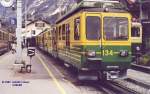Triebzug 134 im August 2002 abfahrbereit in Grindelwald zur Kleinen Scheidegg.
