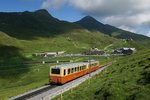 Kurze Zeit später folgte ein weiterer alter Pendelzug im Ursprungsanstrich, bestehend aus dem Bt 30 und dem BDhe 2/4 206 (Kleine Scheidegg, 09.07.2016).