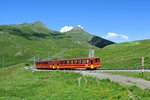 Abschiedsbilder der alten JB BDhe 2/4 im Planeinsatz: BDhe 2/4 Nr. 202 mit Bt 
26 zwischen Kleine Scheidegg und Eigergletscher, 18.07.2016.