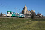 Transports de la région Morges-Bière-Cossonay (MBC).
Regionalzug mit Bt 54 + B + Be 4/4 bei Vufflens-le-Château am 28. Januar 2022.
Foto: Walter Ruetsch