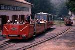 Als die Ferrovia Monte Generoso noch mit Diesel fuhr: Bhm 1/2 mit seinem Vorstellwagen in Bellavista, 23.Juli 1970.