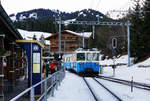MOB:  Montreux-Berner Oberland-Bahn.
Impressionen vom 8. Januar 2018.
Ausfahrt Saanenmöser.
Foto: Walter Ruetsch
