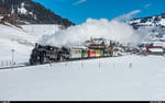 BC Winterdampffahrt Zweisimmen - Montreux am 4. März 2018 mit den HG 3/4 FO 4 und BFD 3.<br>
Nach der Mittagspause zwischen Saanen und Rougemont.