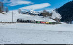 BC Winterdampffahrt Zweisimmen - Montreux am 4. März 2018 mit den HG 3/4 FO 4 und BFD 3.<br>
Unterhalb Rossinière.