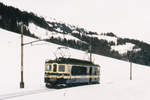 Nicht erkennbarer MOB Triebwagen der Serie 3000 zwischen Allières und Les Sciernes unterwegs an einem kalten Wintertag im Dezember 1993.