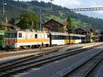 MOB - E - Lok  GDE 4/4  6005 mit GOLDEN PASS Reisezugwagen bei Rangierarbeiten im Bahnhof von Zweisimmmen am 29.07.2007