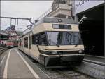 Dieser MOB Triebwagen stand am 03.08.07 am Bahnsteig im Bahnhof von Montreux.