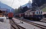 Im Mai 1981 hat BDe 4/4 27 einen Güterzug nach Gstaad gebracht