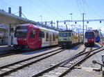 tpf / MOB - Fahrzeugtreffen mit Triebzug  ABe 2/4 102 und Lok GDe 4/4 6003 und Triebzug  ABe 2/4 105 im Bahnhof Bulle am 05.05.2016