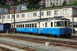 MOB: Zur Zeit ist der Bahnhof Montreux noch immer die Hochburg der ABDe 8/8 (4001-4004) Triebzüge aus den Jahren 1968, die bald durch neue Fahrzeuge ersetzt werden.
Abstellanlage Montreux mit dem ABDe 8/8 4003  BERN  am 19. Juni 2016.
Foto: Walter Ruetsch 