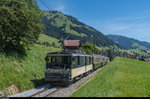 GDe 4/4 6004 am 7. Juli 2016 mit einem GoldenPass Classic bei Rougemont.