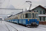 MOB: Rückfahrt Jugendskilager
Extrazug mit dem ABDe 8/8 4003  Bern  in Lenk kurz vor der Abfahrt nach Zweisimmen am 8. Januar 2017.
Foto: Walter Ruetsch 