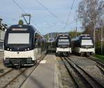 Transports Montreux-Vevey-Riviera (MVR).
ABeh 2/6 7508, ABeh 2/6 7505 und ABeh 2/6 7507 in Blonay am 30.Oktober 2022.
Foto: Walter Ruetsch