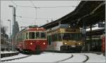 BDeh 2/4 73 und GTW Be 2/6 7003 im verschneiten Vevey am 15.