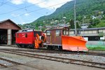 CEV Fotofahrt mit dem BDeh 2/4 Nr. 73: Die HGe 2/2 Nr. 1 und Xrot 91 wurden nach dem Foto wieder im Depot in Blonay versorgt, 16.05.2015. 

