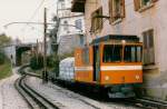 MGN: Im November 1985 wartete in Glion ein Güterzug mit der HGe 2/2 101 auf die Weiterfahrt in Richtung ROCHERS-DE-NAYE. Diese Lok aus dem Jahre 1909 erhielt 1976 ein neuer Lokkasten. Nach einer Entgleisung am 8. September 2011 wurde sie abgebrochen.
Foto: Walter Ruetsch 



