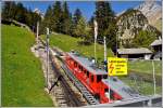 Kreuzungsstation Ämsigen auf halber Strecke zwischen Alpnachstad und Pilatus Kulm. (20.05.2014)