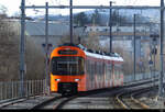 RBS - Triebzug Be 4/10  4 unterwegs nach Bolligen am 19.02.2022 ... Standort des Fotografen auf dem Perron 1 in Bolligen