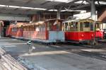 Zwei Sommerwagen der Schynige Platte Bahn(SPB)in Wilderswil am 24.09.11