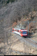 TMR Beh 4/8 71 als Regio Vallorcine - Martigny am 30. Januar 2018 zwischen Le Trétien und La Médettaz.
